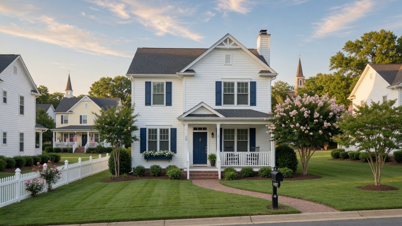 Freshly painted white home exterior in a Charlotte neighborhood